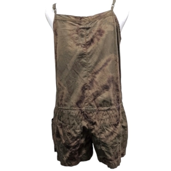 MUDD Khaki Button Front Custom Tie-Dye Romper - Picture 6 of 13